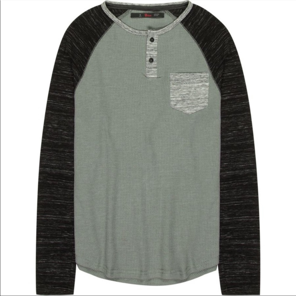 NWT Stoic Iron Hills Colorblock Olive Grey Henley size Medium